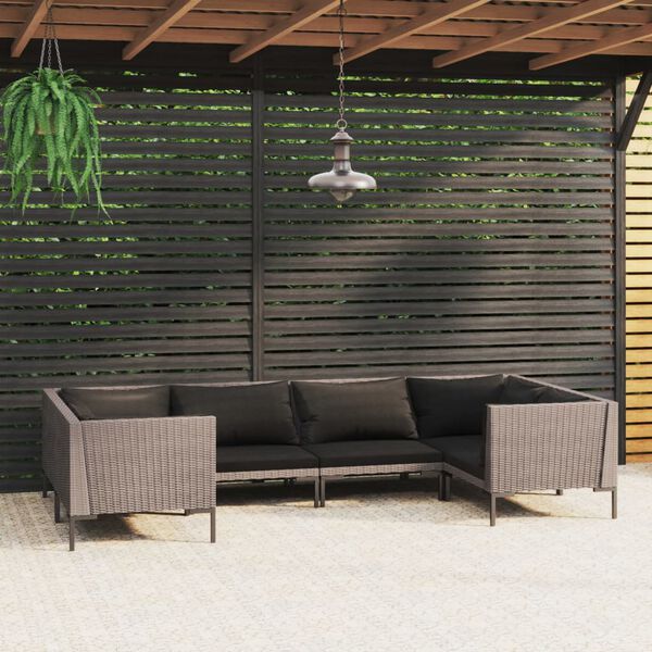 vidaXL Garden Lounge Set Dark grey Powder-coated steel Large