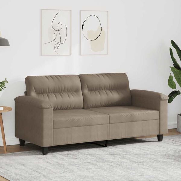 vidaXL 2-seater Sofa Taupe Microfiber fabric, metal, plywood 2-Seater