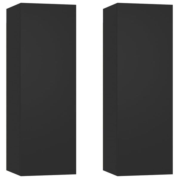 vidaXL TV Cabinet Set of 2 Black Engineered wood Wall mounting