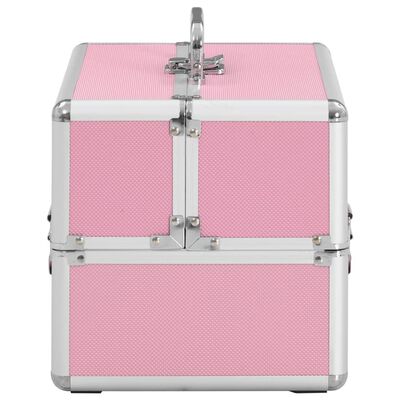 vidaXL Make-up Case 8.7"x11.8"x8.3" Pink Aluminum