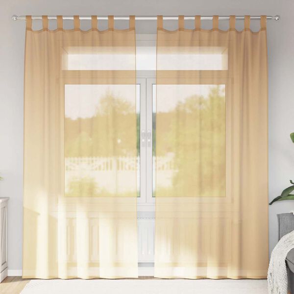vidaXL Voile Curtains with Loops 2 pcs Sand 55.1x96.5"