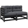 vidaXL Wooden Lounge Set Black, Grey Solid Pine Wood, 100% Polyester
