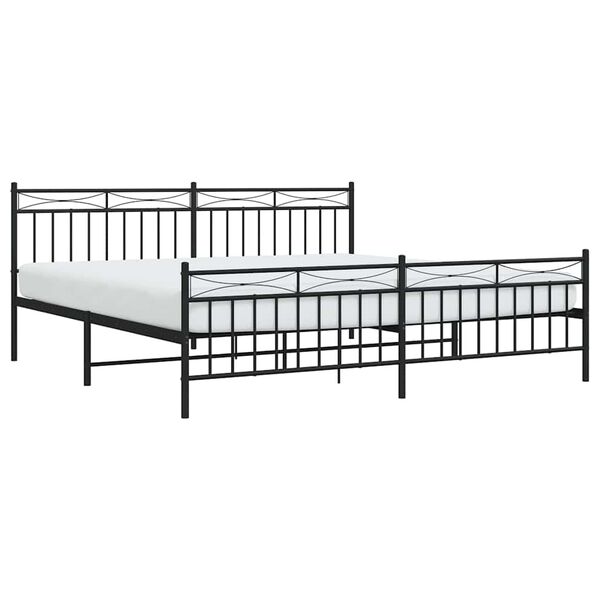 vidaXL Bed Frame Black Powder-Coated Steel 76.0 x 80.0 in Bed Frame