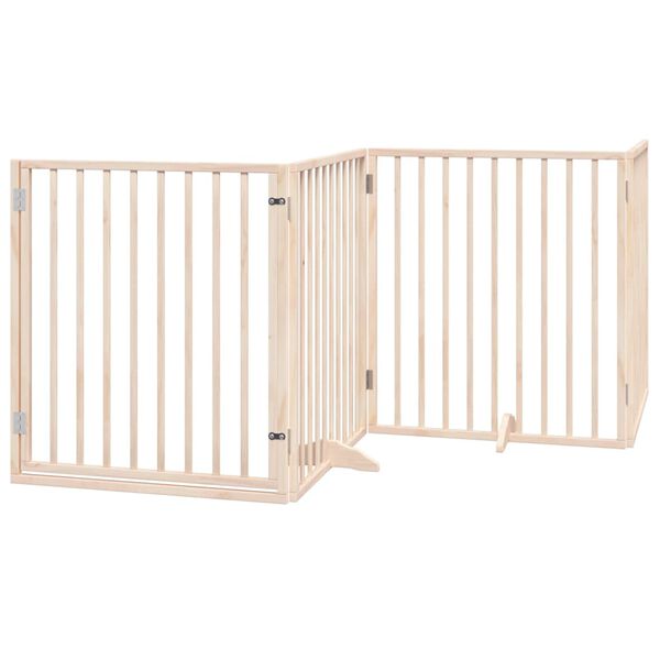 vidaXL Dog Gate with Door Foldable 4 Panels 126.0 " Poplar Wood