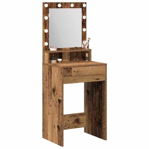 vidaXL Dressing Table with Shelf Old Wood 19.69 x 16.14 x 53.15 in