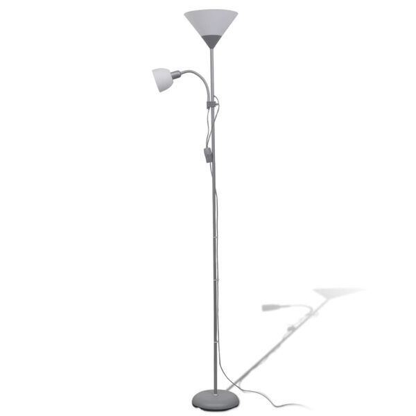 vidaXL Floor Lamp Grey Steel Tall Durable Floor Lamp Cylindrical