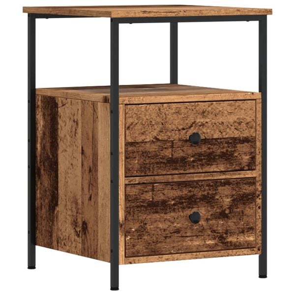 vidaXL Bedside Cabinet Old wood Engineered wood, metal Medium