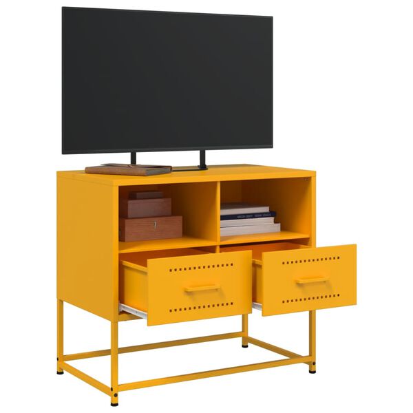 vidaXL TV Cabinet Mustard Yellow Steel Compact TV Cabinet Rectangular