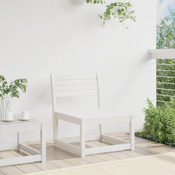 vidaXL Garden Sofa White Solid pine wood Standard Modular Garden Sofa