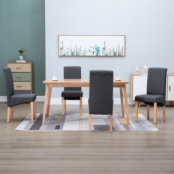 vidaXL Dining Chair Set of 4 Gray Fabric and wood