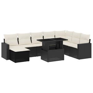 vidaXL Garden Sofa Set Black PE Rattan Large Modular Garden Sofa Set
