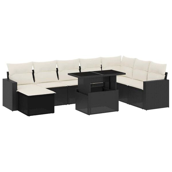 vidaXL Garden Sofa Set Black PE Rattan Large Modular Garden Sofa Set