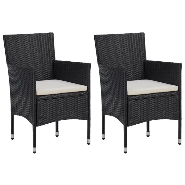 vidaXL Rattan Chair Set of 2 Black Poly Rattan and Steel