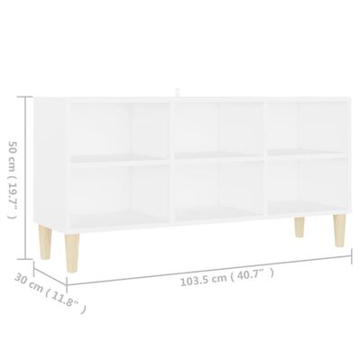 vidaXL TV Stand with Solid Wood Legs White 40.7"x11.8"x19.7"