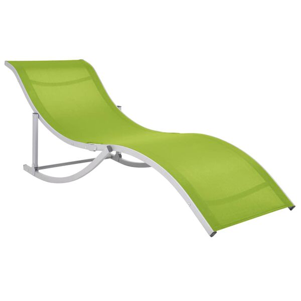 vidaXL Sun Lounger Set of 2 Green and Gray Textilene fabric and aluminum