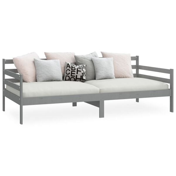 vidaXL Day Bed Grey Solid pine wood Twin