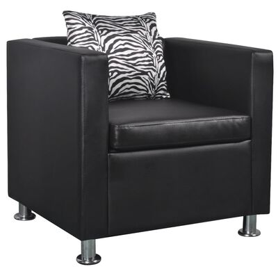 vidaXL Sofa Set Armchair and 3-Seater Black Faux Leather