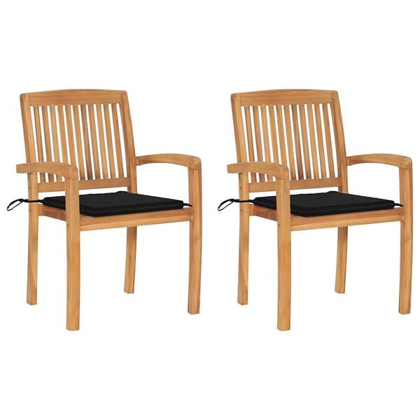 vidaXL Garden Chair Set of 2 Natural Teak