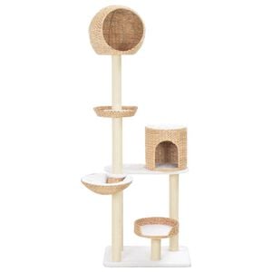 vidaXL Cat Tree Natural Seagrass, Soft plush, Sisal rope Large Cat Tree