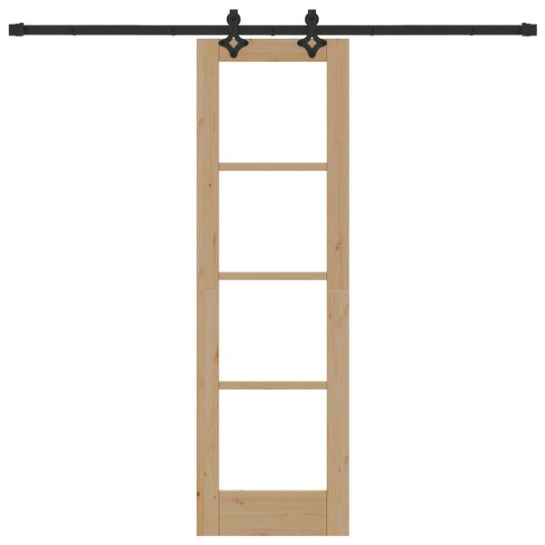 vidaXL Sliding Door Natural 24.02 x 78.15 in Solid Pine Wood and Glass