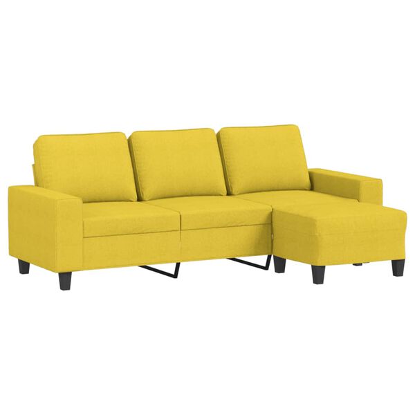vidaXL 3-seater Sofa With Footstool Light Yellow