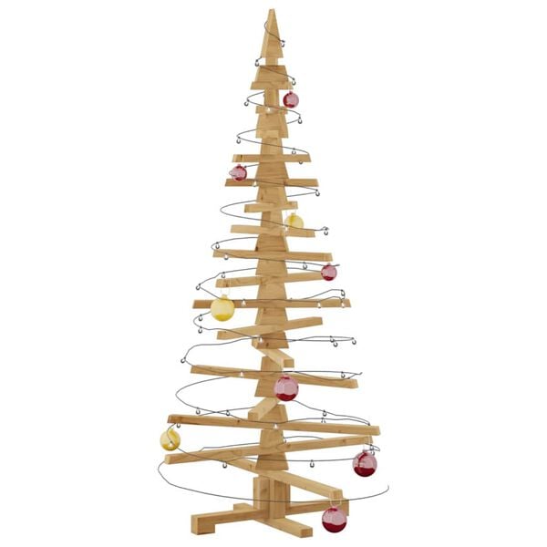 vidaXL Wooden Christmas Tree with Stand Brown 59.1" Solid pine wood