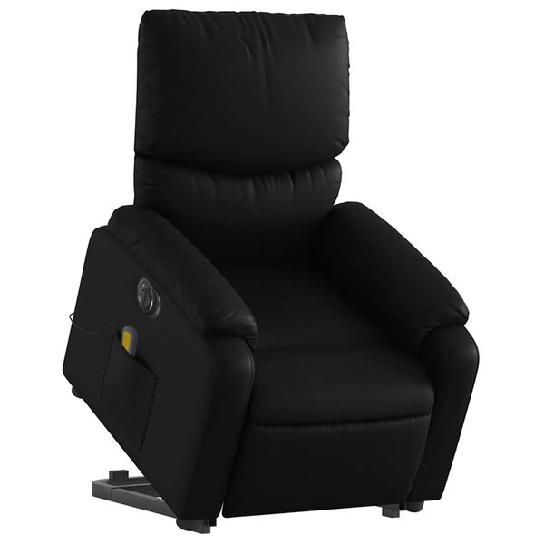 vidaXL Electric Stand up Massage Recliner Chair Black Faux Leather