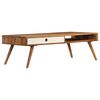 vidaXL Coffee Table Brown and White Solid Acacia Wood 43.3x19.7x13.8 in