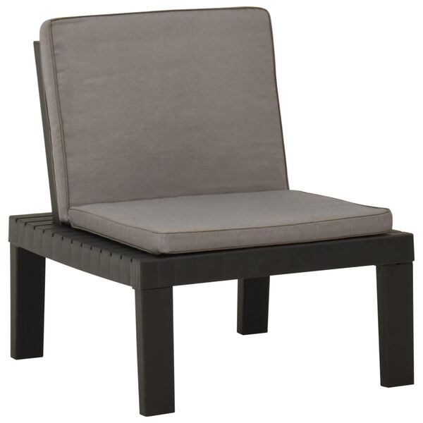 vidaXL Lounge Chair Set of 2 Grey Plastic and fabric cushions