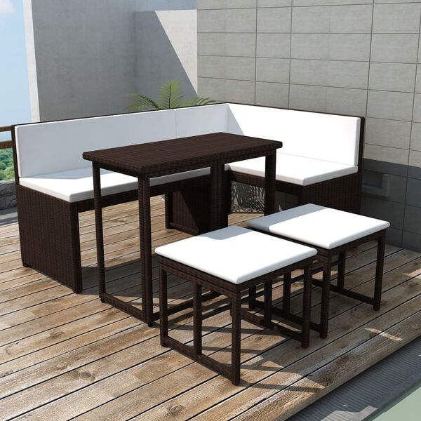 vidaXL Garden Furniture Set Brown, Cream White