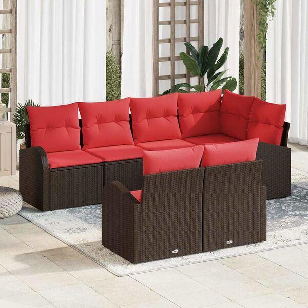 vidaXL Garden Sofa Set Brown Poly Rattan