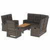 vidaXL Garden Lounge Set Grey PE Rattan 4 Piece Set Adjustable Armrests