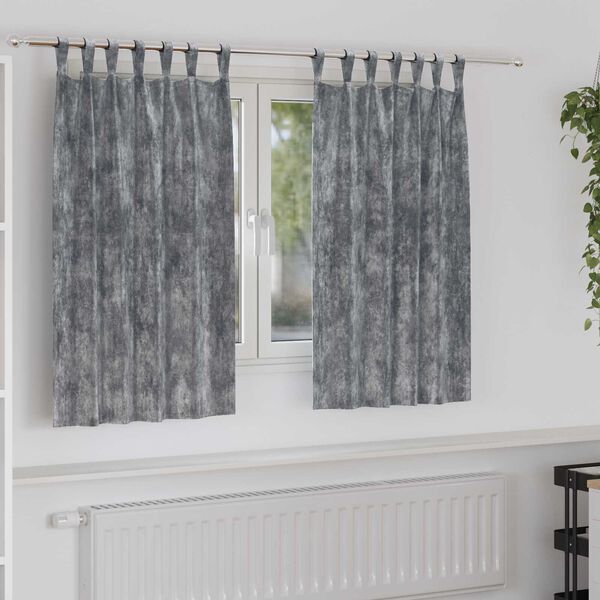 vidaXL Curtain with Curtains 2 pcs Gray 55.1" x 55.1" Velvet