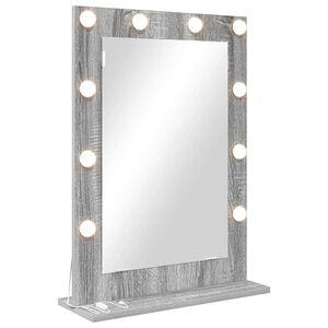 vidaXL Vanity Mirror with LED Strip Lights Grey Sonoma 70 x 50 x 18 cm
