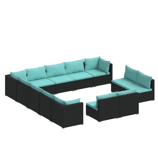 vidaXL Garden Lounge Set Black PE rattan Large Modular