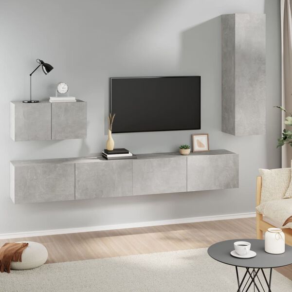 vidaXL TV Cabinet Set 4 Pieces Concrete Grey Engineered Wood Large