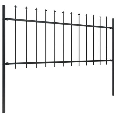 vidaXL Garden Fence with Spear Top Steel 200.8"x31.5" Black