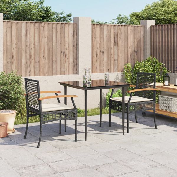 vidaXL Garden Dining Set Black, Cream White