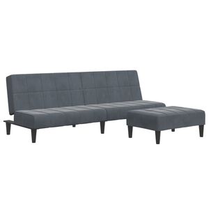 vidaXL Sofa Bed Dark grey Velvet, wood, foam, plastic Two-seater