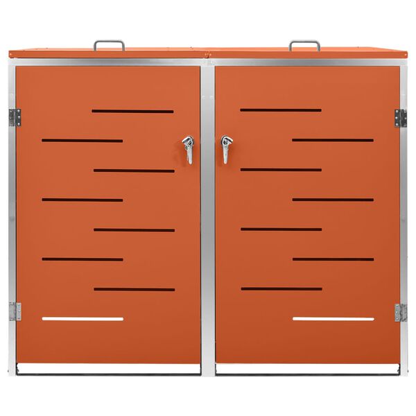 vidaXL Double Wheelie Bin Shed 54.3x30.5x44.3" Stainless Steel