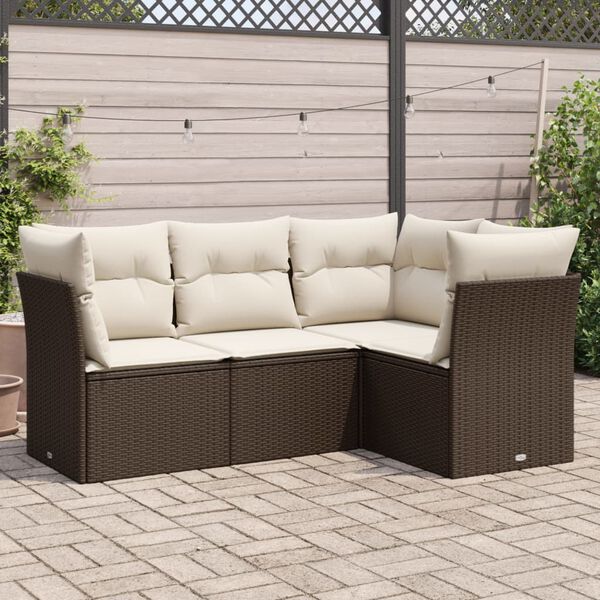 vidaXL Garden Sofa Set Brown, Cream White