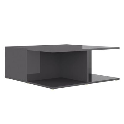 vidaXL Coffee Table High Gloss Gray 31.5"x31.5"x12.2" Engineered Wood
