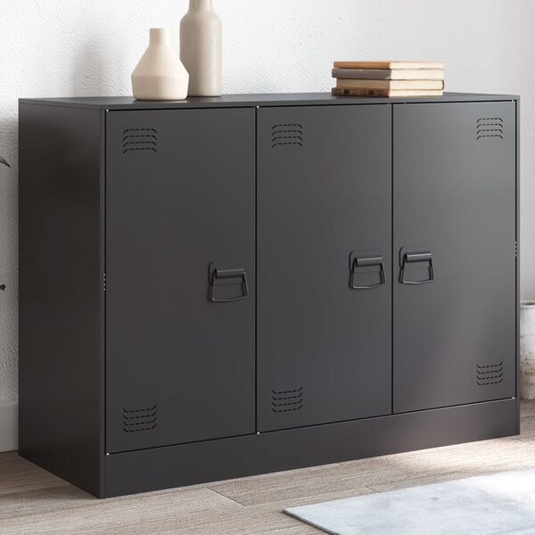 vidaXL Sideboard Black Cold-rolled steel 39 x 15.4 x 28.7 in