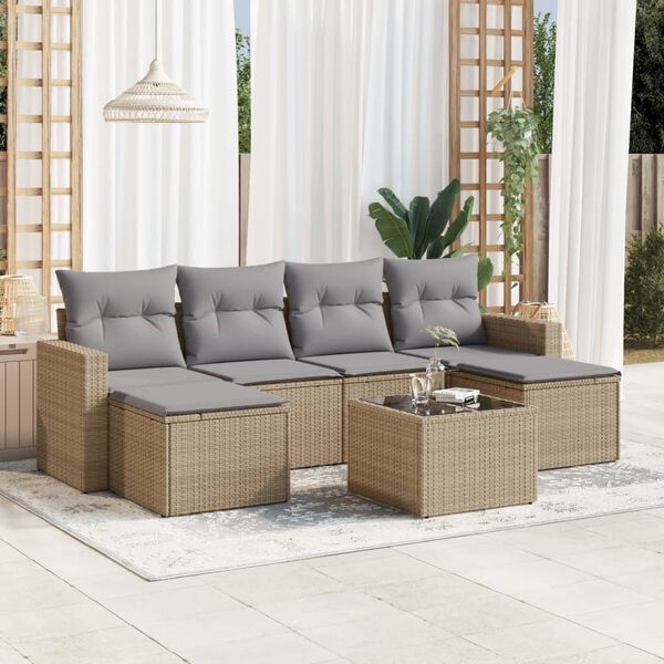 vidaXL Garden Sofa Set Beige, Light Grey
