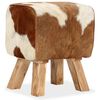 vidaXL Stool Multicolor Genuine goat leather and wood Standard Stool