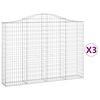 vidaXL Arched Gabion Baskets 3 pcs 78.7x11.8x140/160" Galvanised Iron