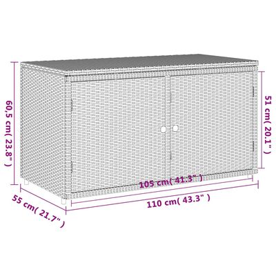 vidaXL Patio Storage Cabinet Beige 43.3"x21.7"x23.8" Poly Rattan
