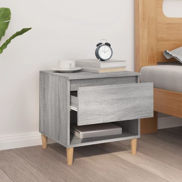 vidaXL Bedside Table Gray sonoma Engineered wood 19.7 in Storage