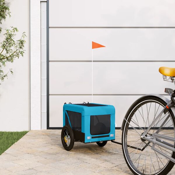 vidaXL Pet Bike Trailer Blue and black Oxford fabric, PVC, Iron