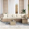 vidaXL Garden Sofa Set with Cushion 7 pcs Beige Poly Rattan